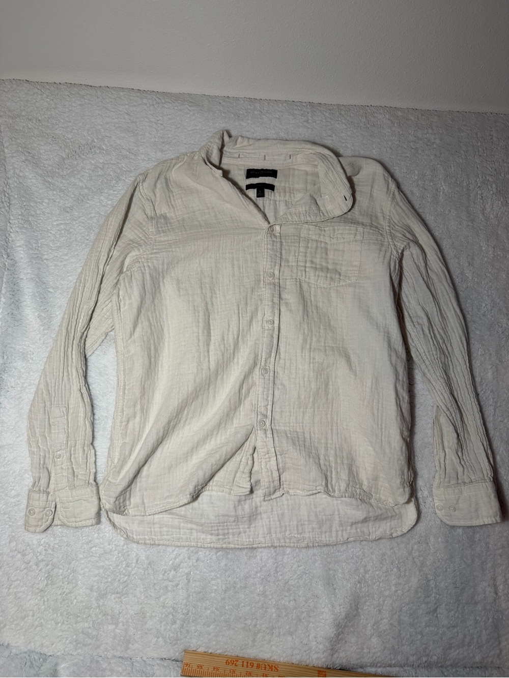 Banana Republic Cream Textured Button-Up Shirt